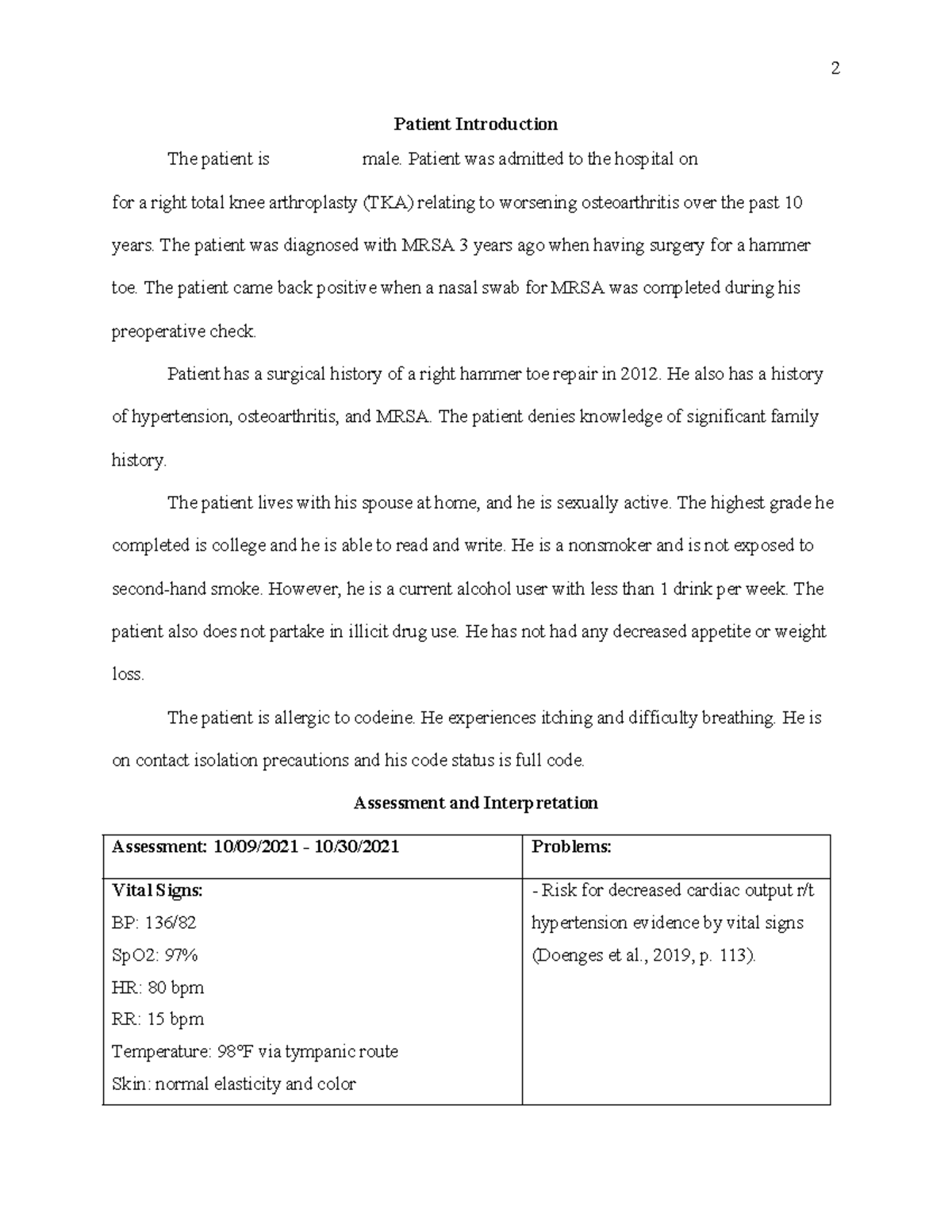 Care plan pt 2 - care plan pt 2 - 2 Patient Introduction The patient is ...