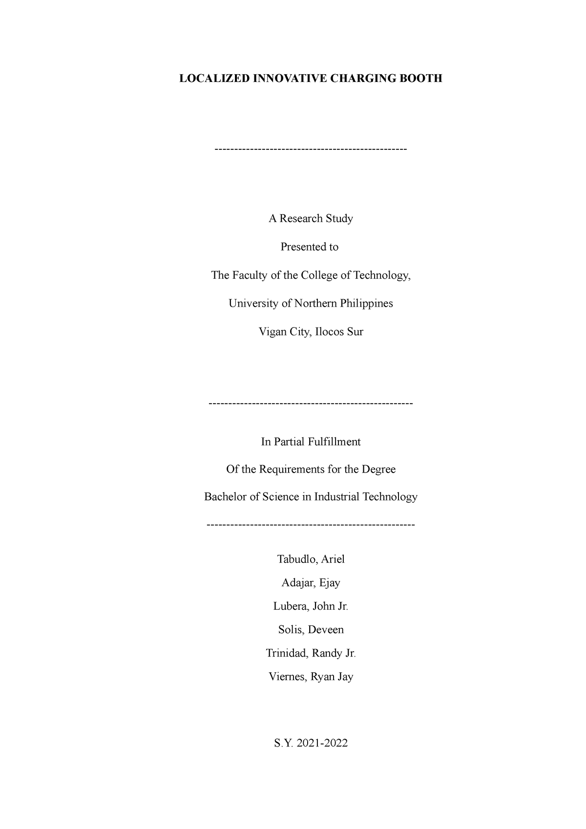 thesis title for industrial technology students