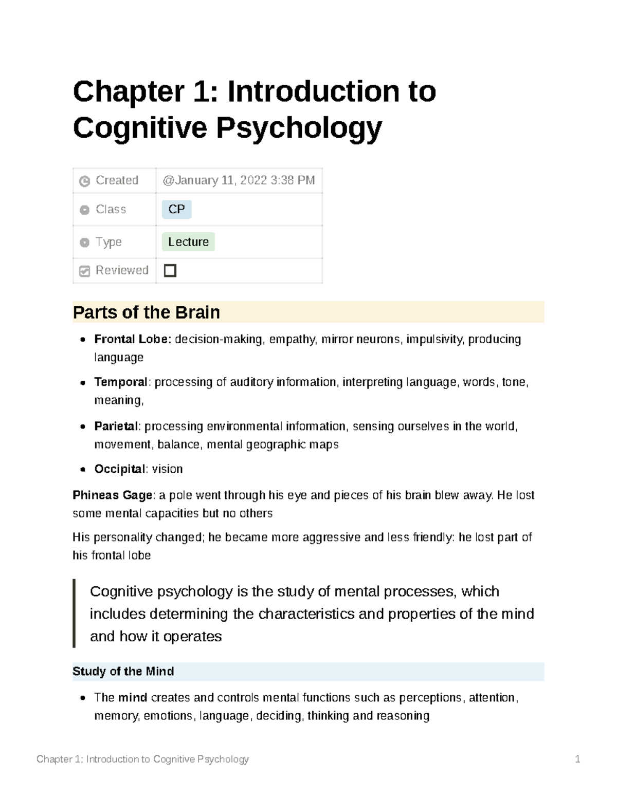 Chapter 1 Introduction To Cognitive Psychology - Chapter 1 ...