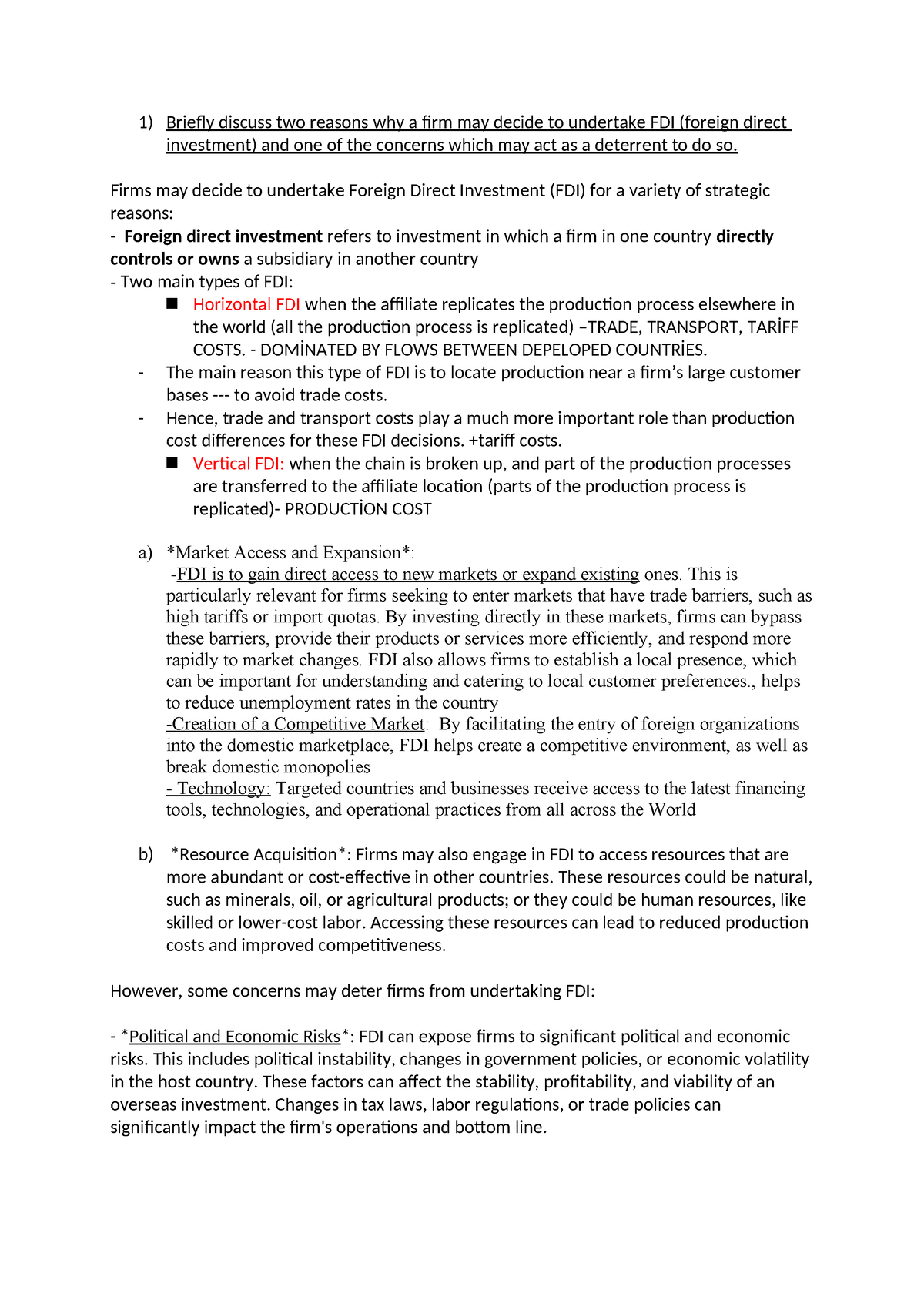 Answer final - Briefly discuss two reasons why a firm may decide to ...