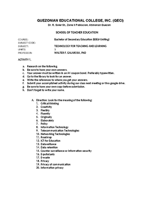 WEEK 1- Activity Sheets - NAME ...