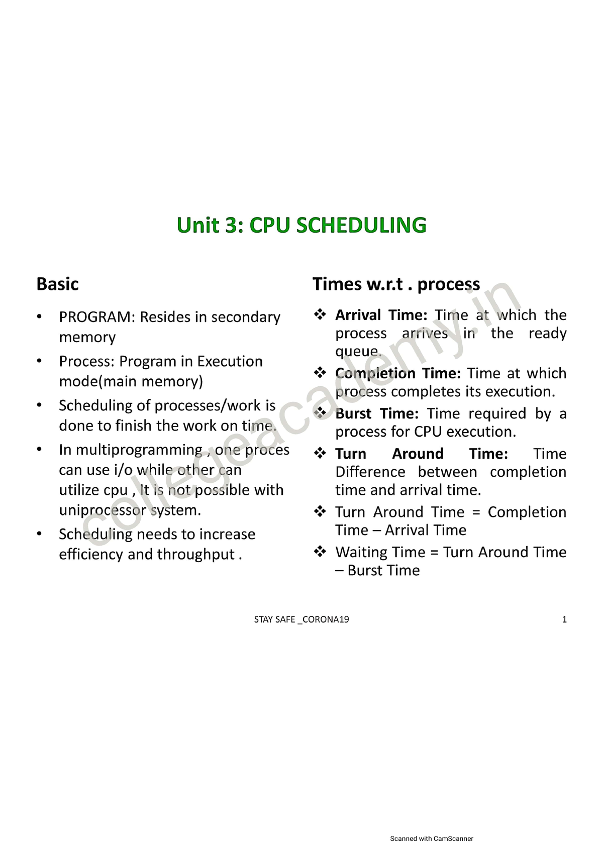 Unit 3 - Operating System Notes - Studocu