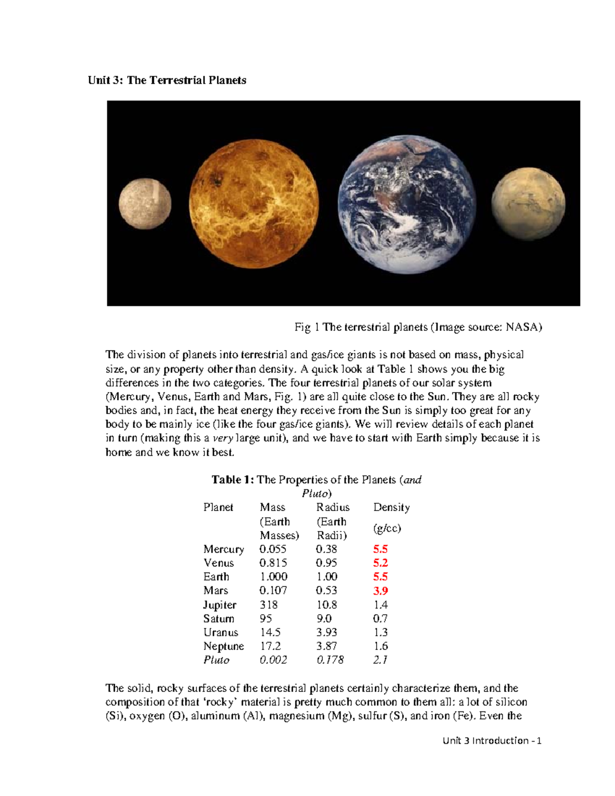 Unit+3+Introduction-1 - Unit 3 Introduction ‐ 1 Unit 3: The Terrestrial ...
