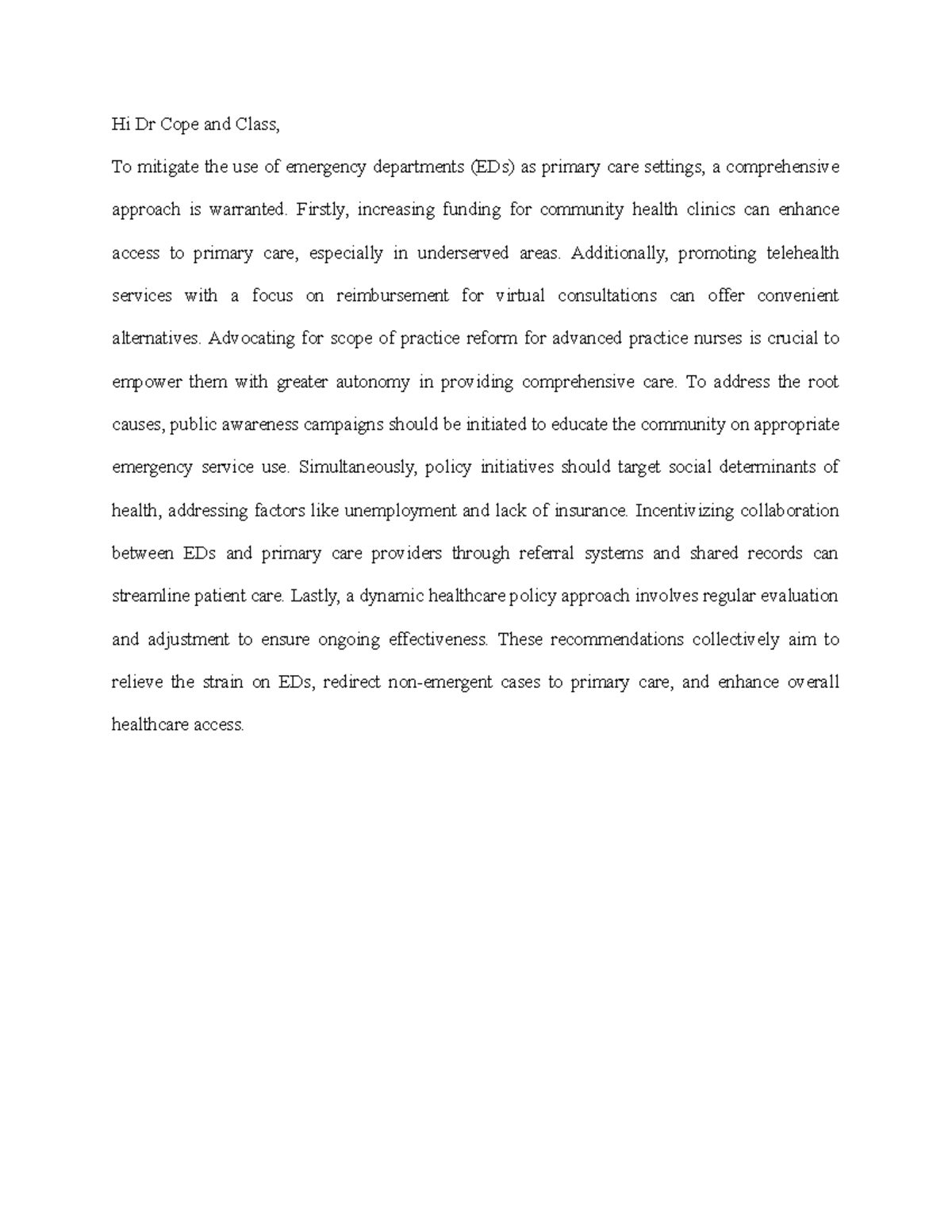 Hi Dr Cope and Class - Reply to post - Hi Dr Cope and Class, To ...
