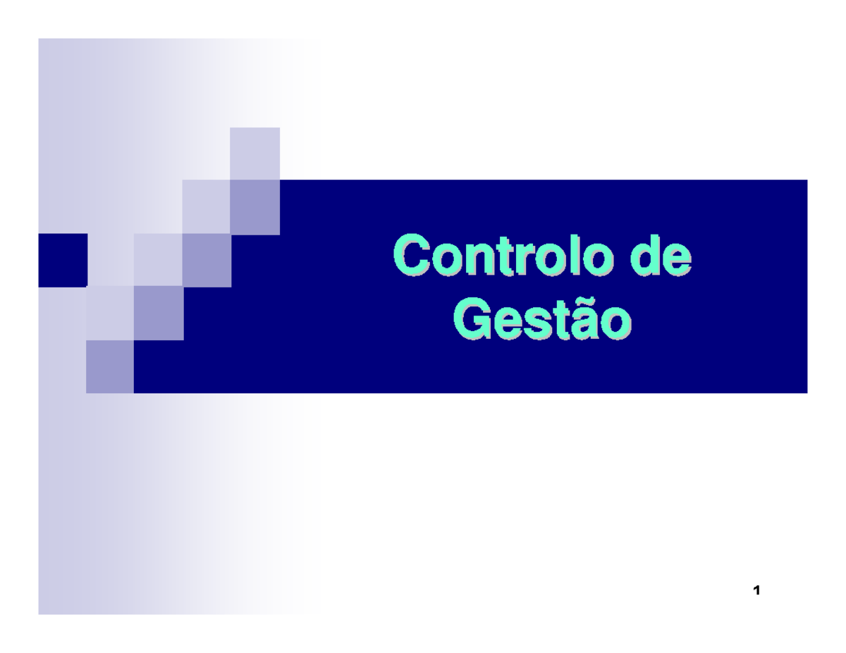 Aula 1 - Controlo de Controlo de Gestão Gestão - Studocu