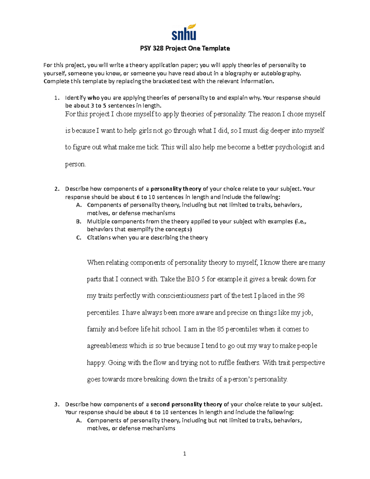 PSY 328 Project One done - PSY 328 Project One Template For this ...