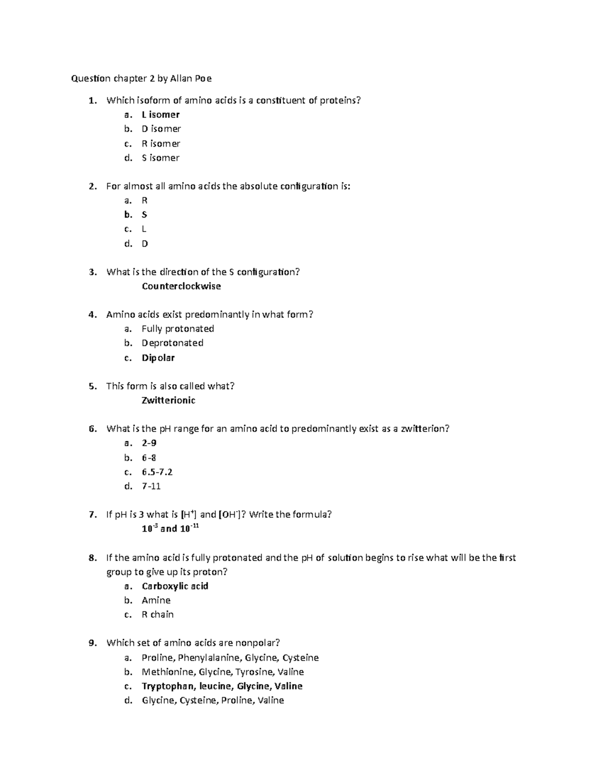 Chapter 2 Questions - Question chapter 2 by Allan Poe 1. Which isoform ...