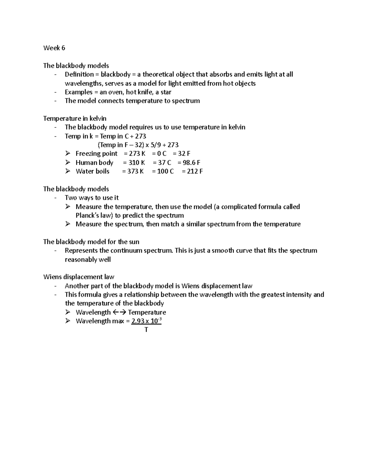 SCI-1000 (13) - Eric Raymer - Week 6 The blackbody models - Definition ...