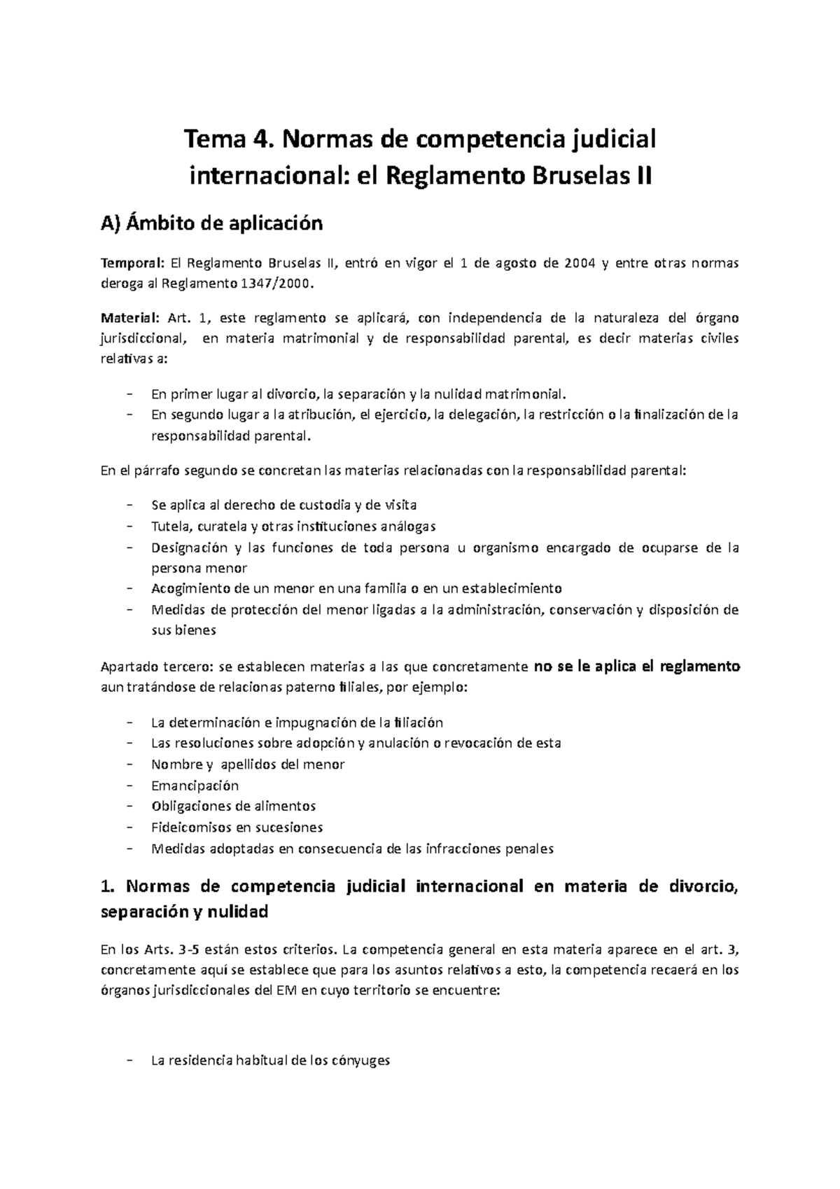 Tema 4 Apuntes 4 Tema 4. Normas de competencia judicial