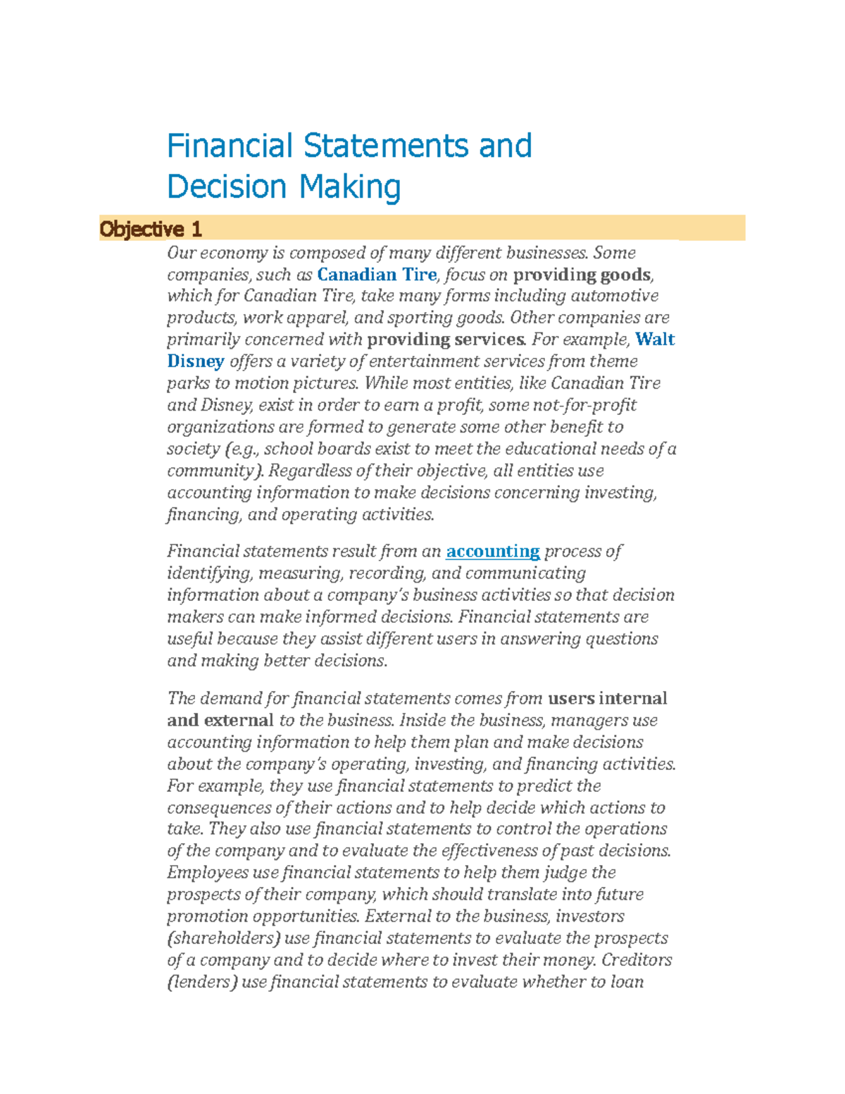 Book - Lecture notes 1 - Financial Statements and Decision Making ...