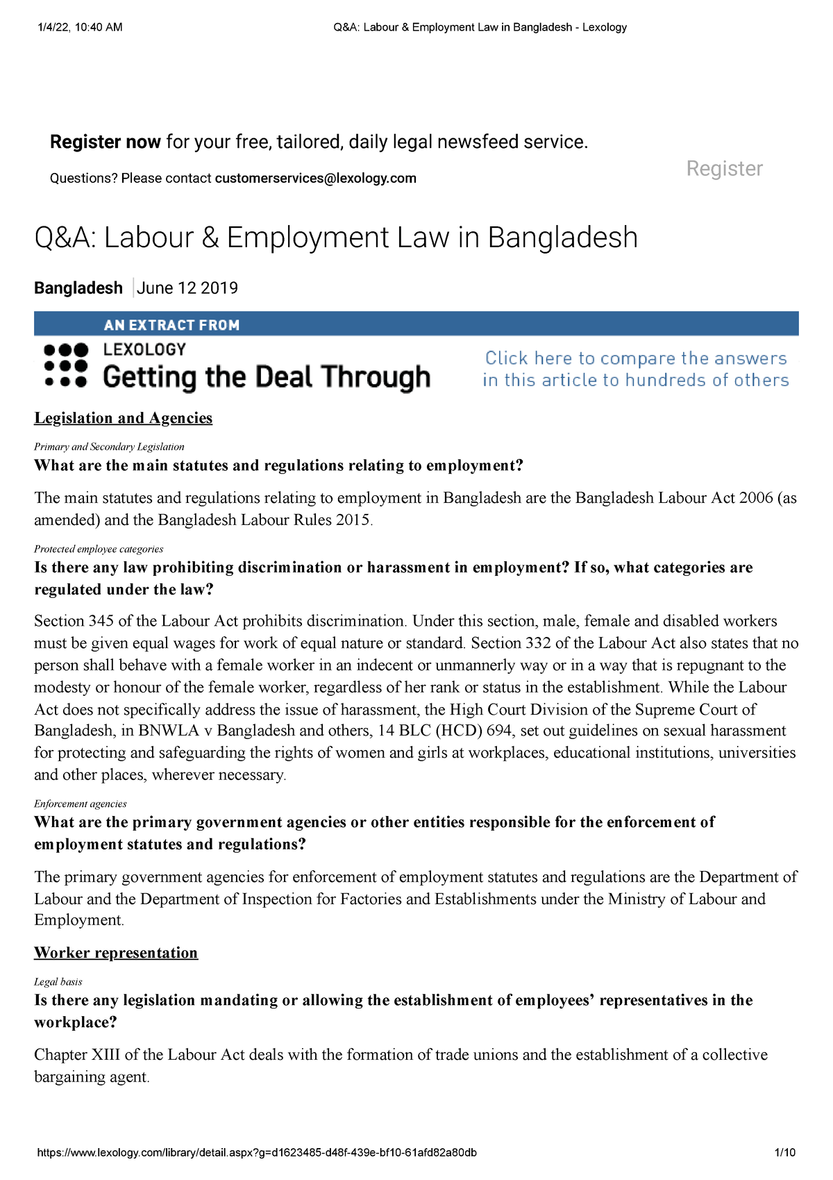 bangladesh labour law case study with solution pdf