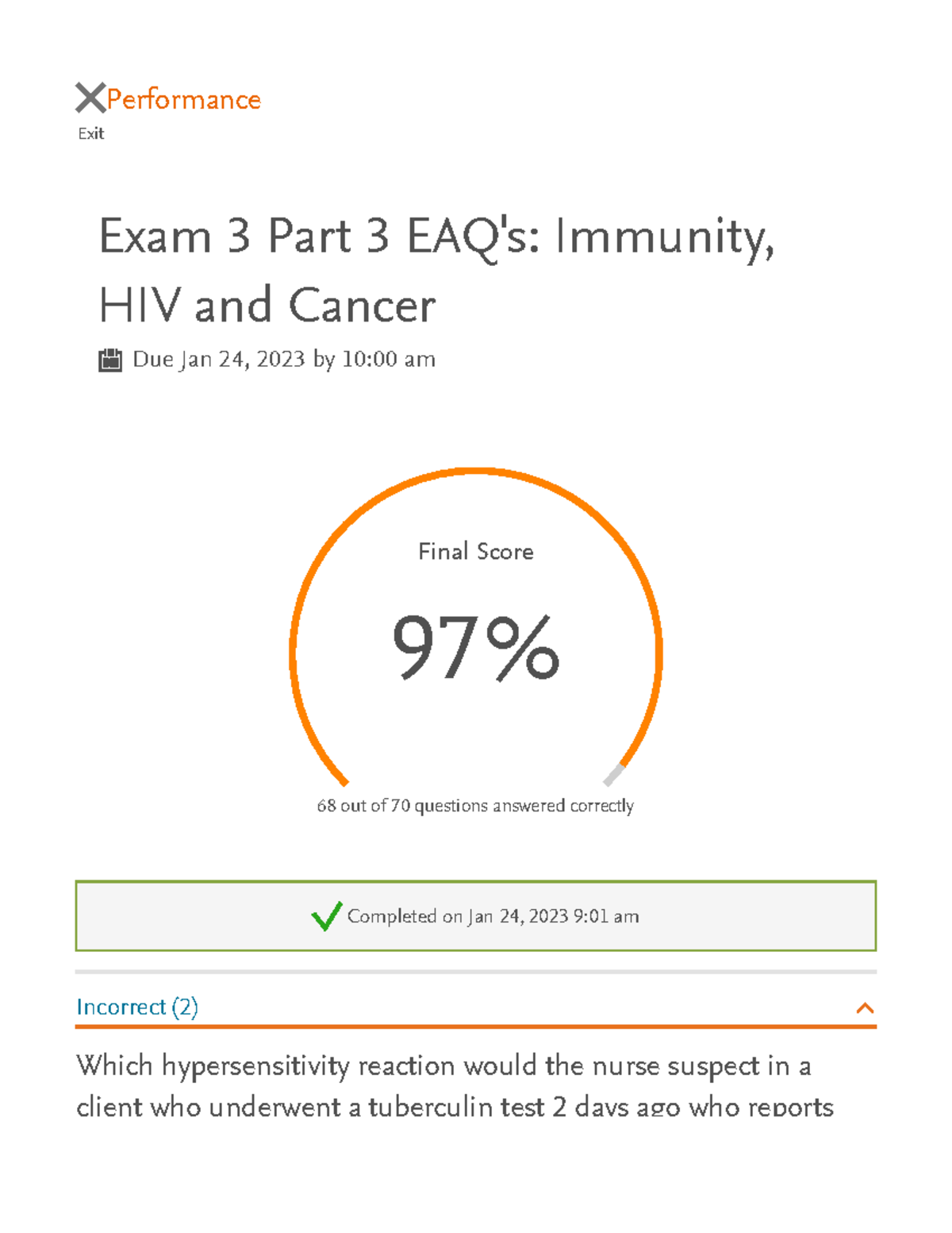 Eaq 2 Exam Maternity - Exit Performance Exam 3 Part 3 EAQ's: Immunity ...