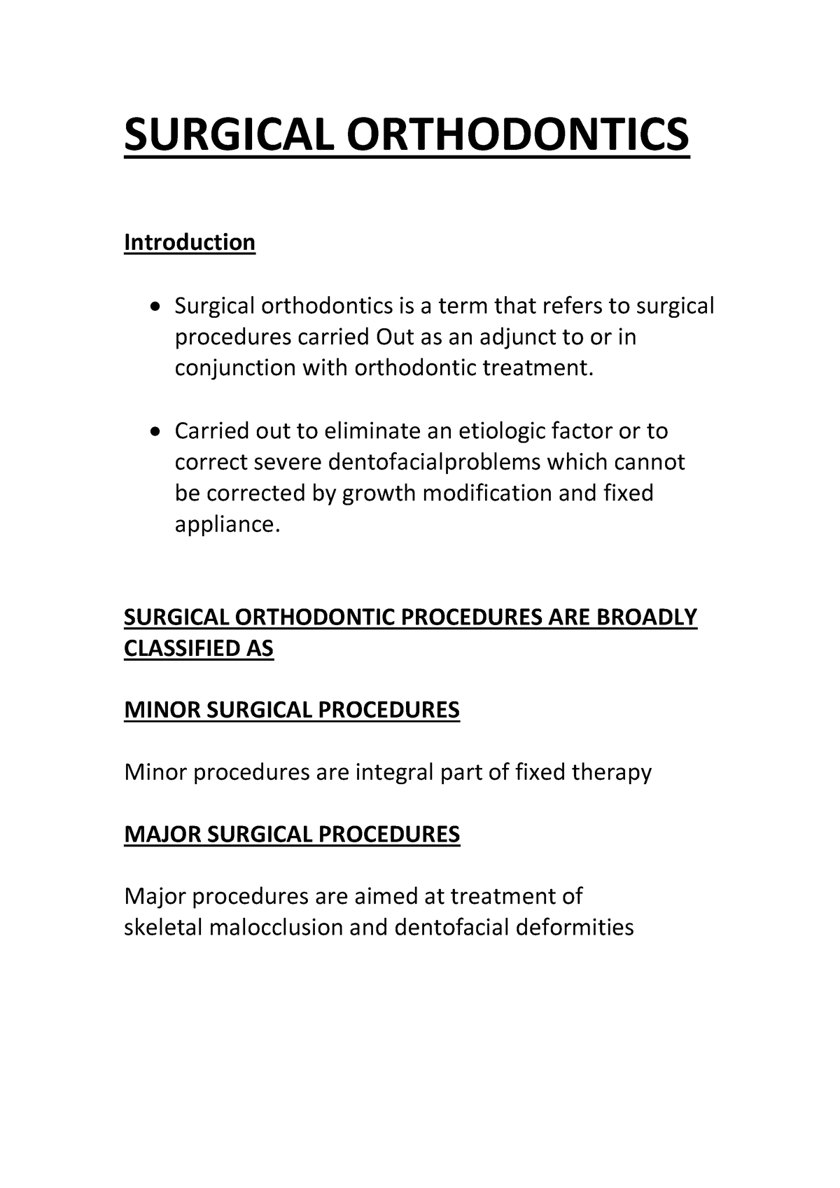 Minor Surgical Procedures In Surgical Orthodontics - SURGICAL ORTHODONTICS Introduction Surgical ...