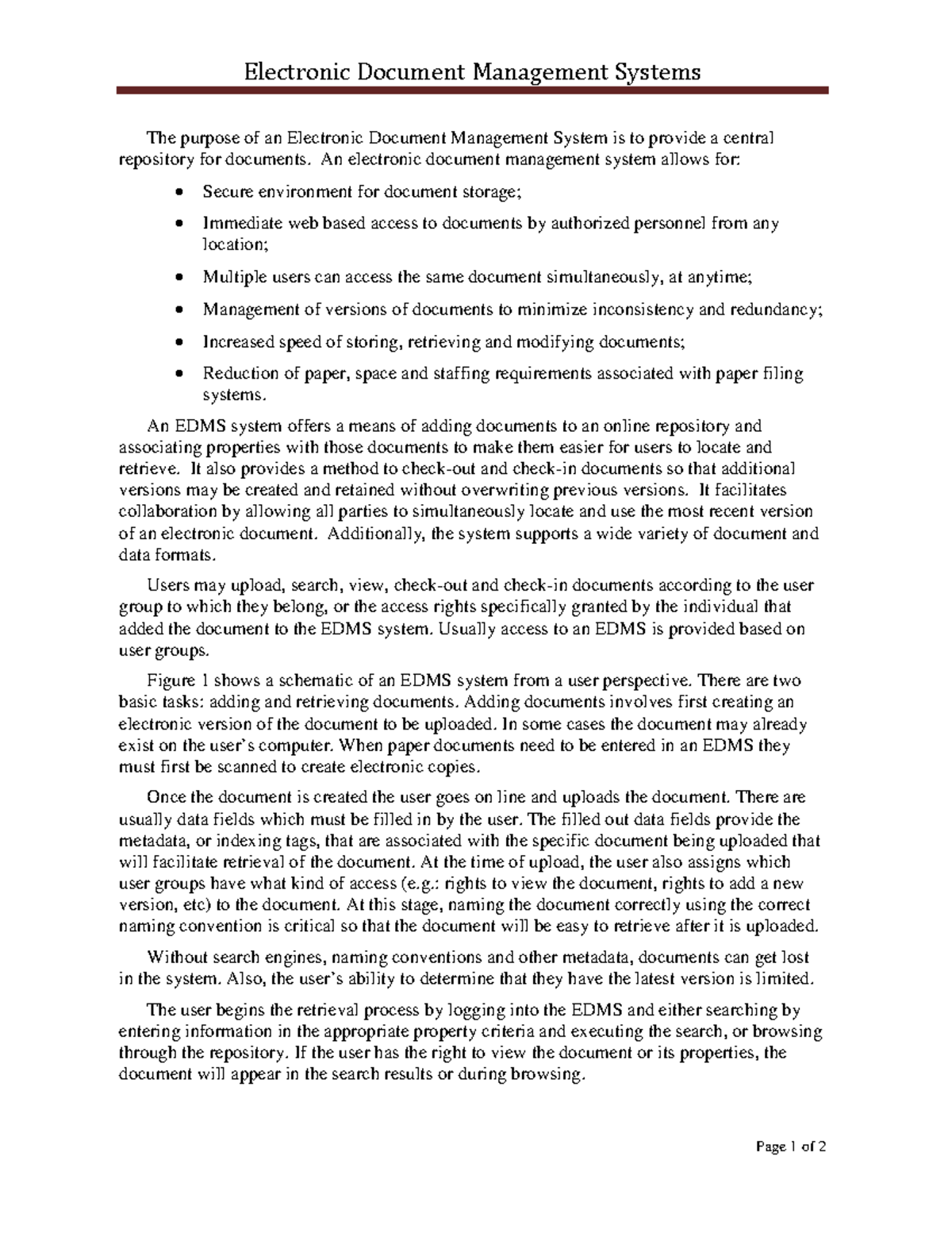 Electronic document management system - An electronic document ...