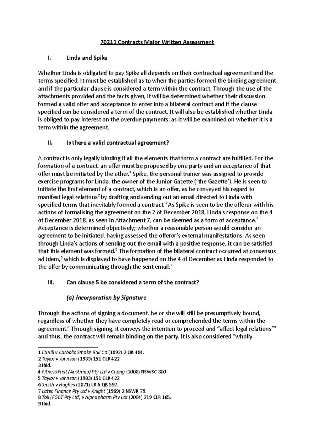 70211 Contracts Major Written Assessment - 70211 Contracts Major Writen ...