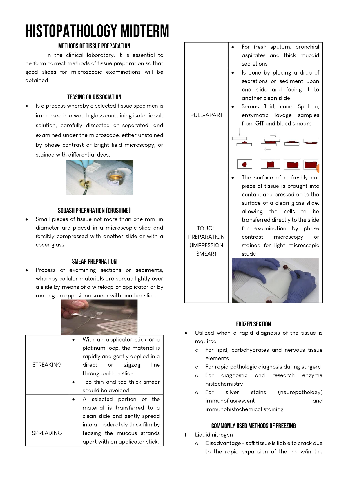 Histo- Midterm - Fresh Tissue Examination - HISTOPATHOLOGY MIDTERM ...