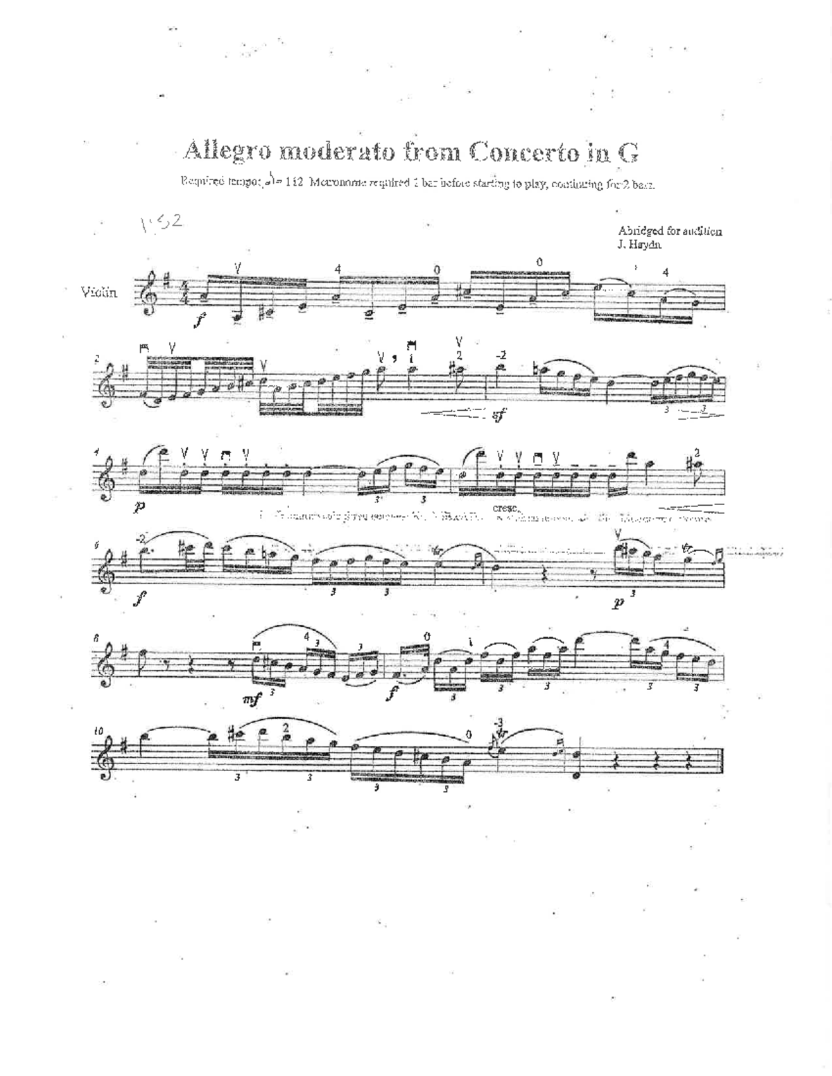 Violin Joseph Haydn - Concerto in G - Allegro moderato from Concerto in ...