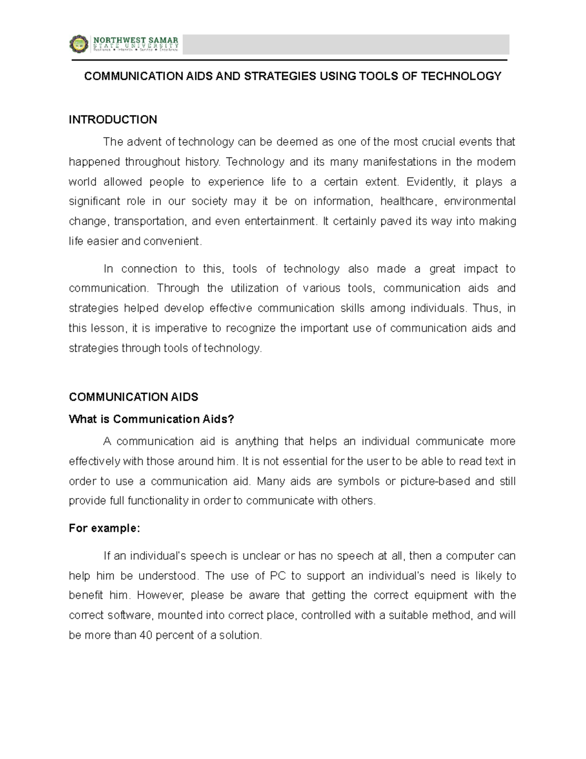 Delyn Communication Aids COMMUNICATION AIDS AND STRATEGIES USING TOOLS OF TECHNOLOGY Studocu