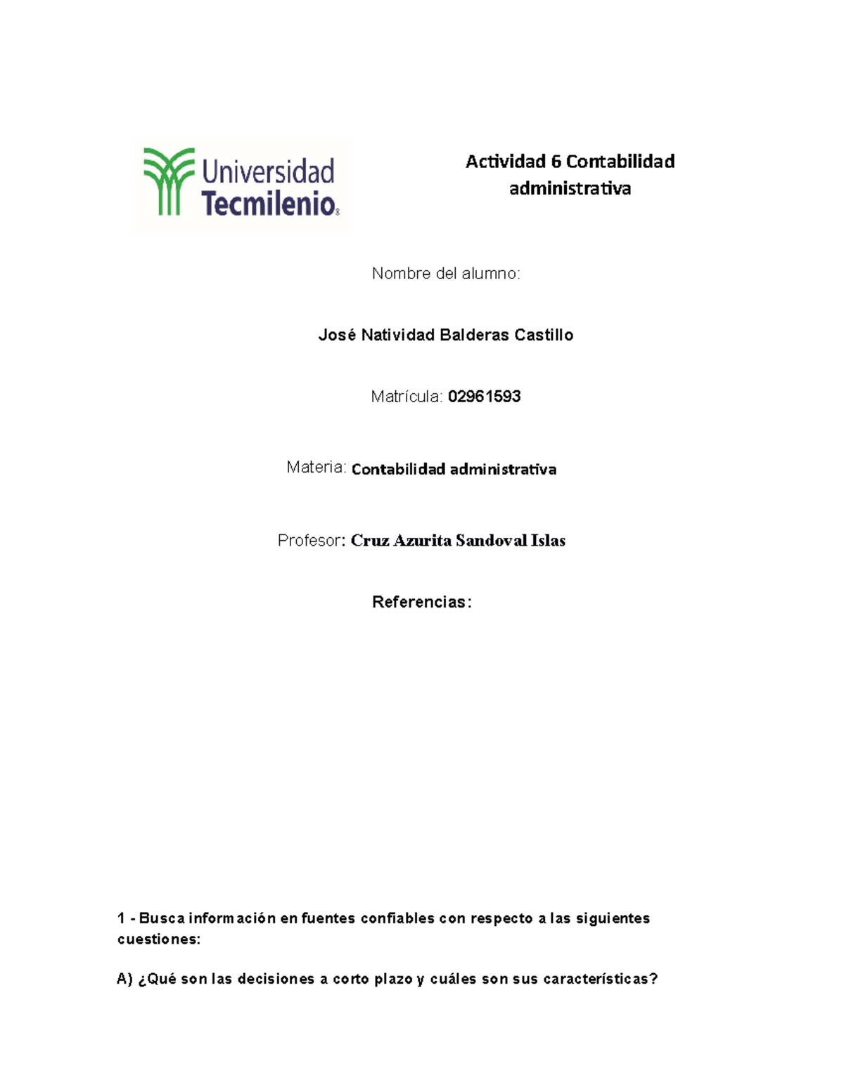 Tarea 4 Contabilidad Administrativa - Actividad 6 Contabilidad ...