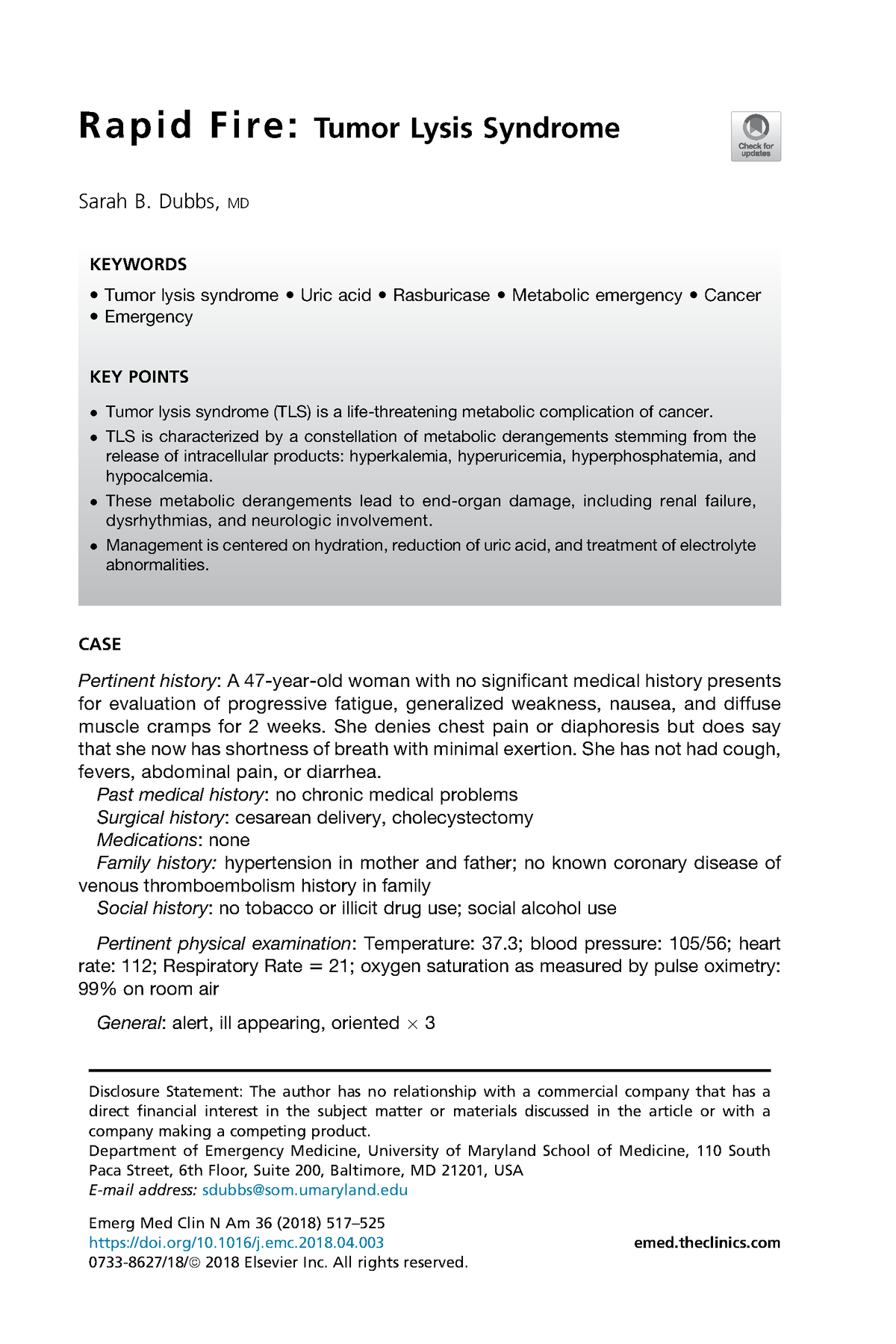 Lisis Tumoral - Rapid F Ire: Tumor Lysis Syndrome Sarah B. Dubbs, MD ...