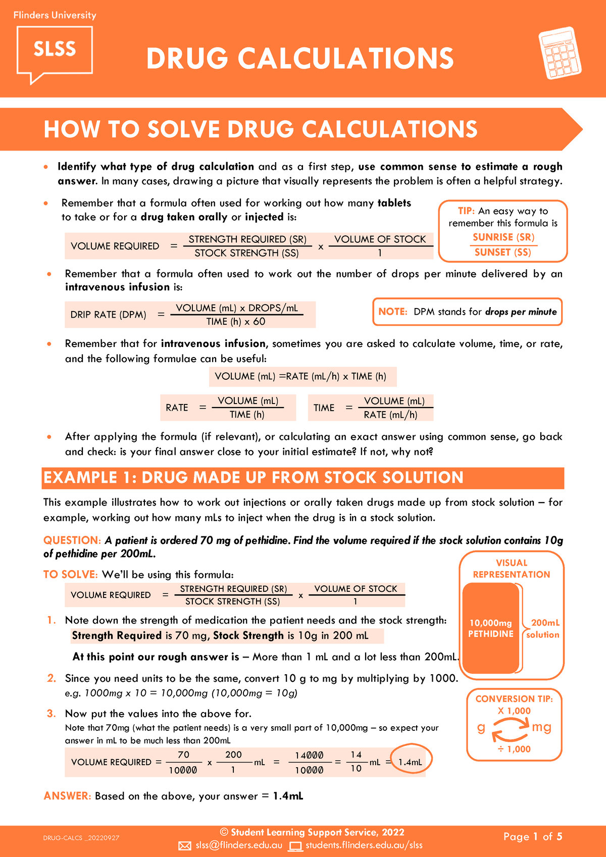 drug computation - DRUG-CALCS _20220927 Page 1 of 5 ####### © Student ...