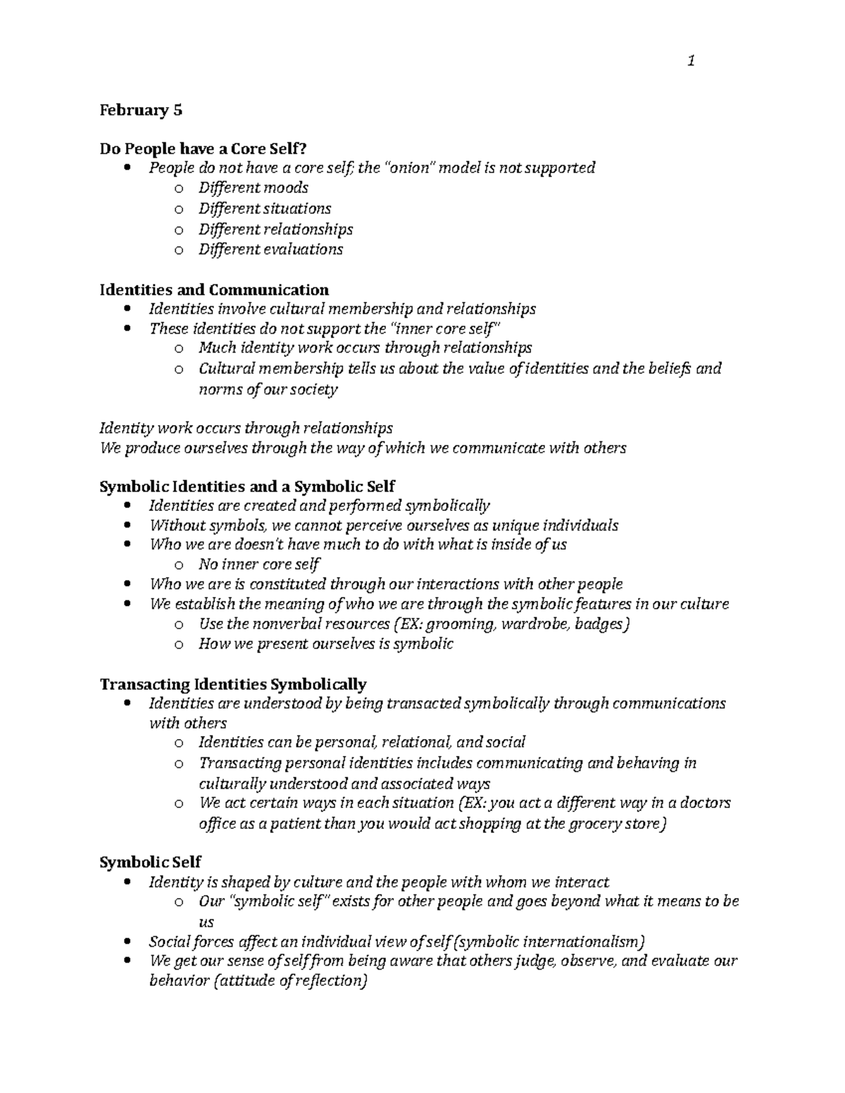 February 5 com Notes from UAlbany class, Notes from UAlbany class 1