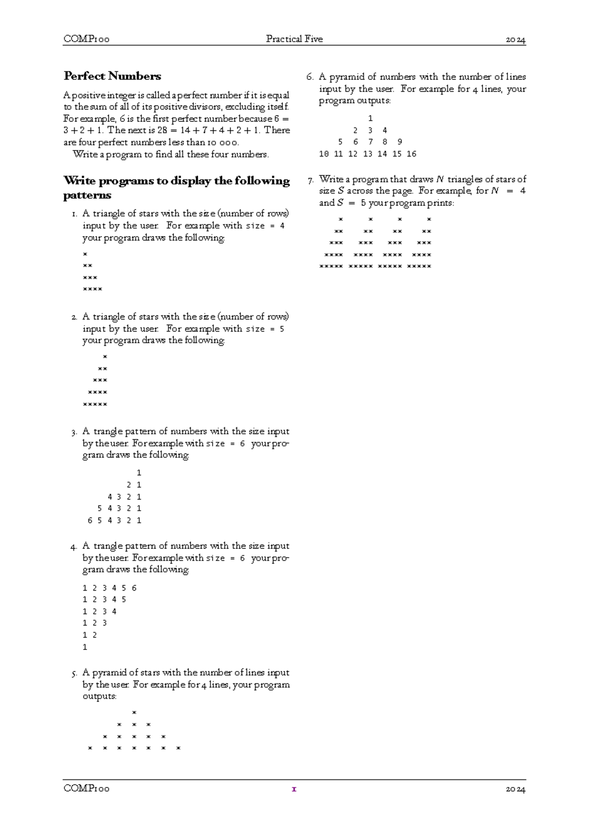 Practical Four comp 1000 pratical 4 COMP100 Practical Five 2024