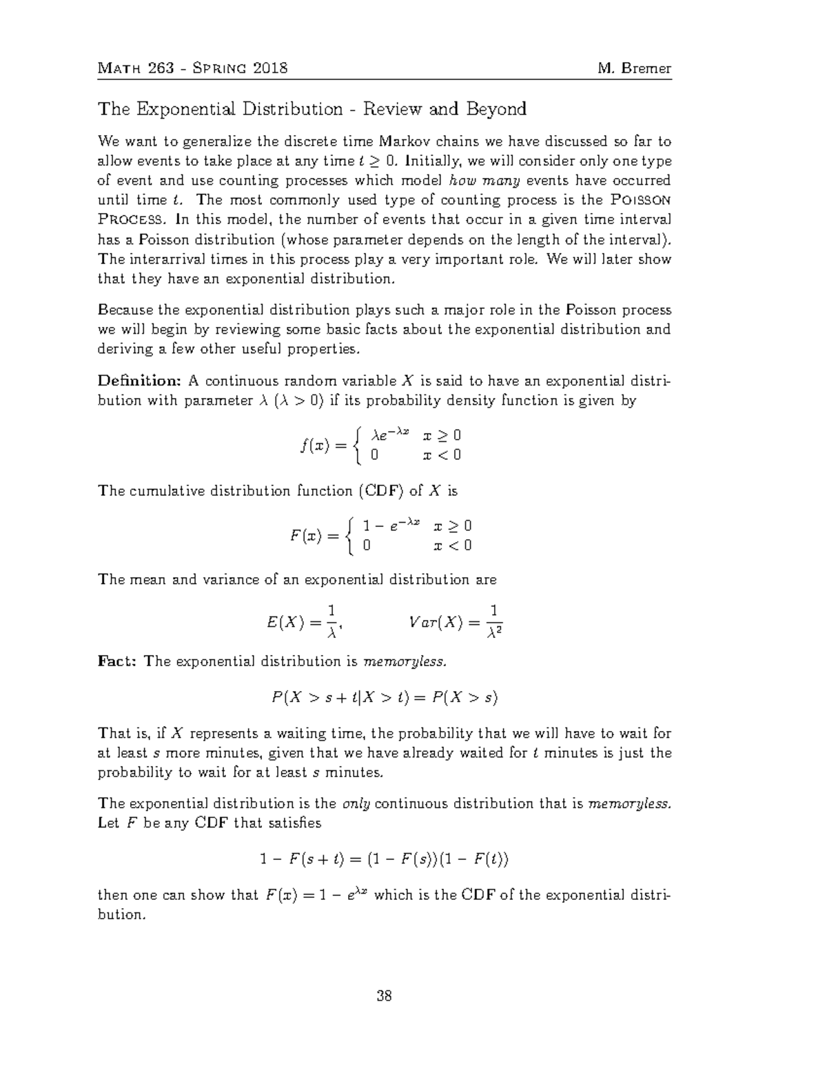 Lecture 05 notes - M. Bremer Math 263 - Spring 2018 The Exponential ...