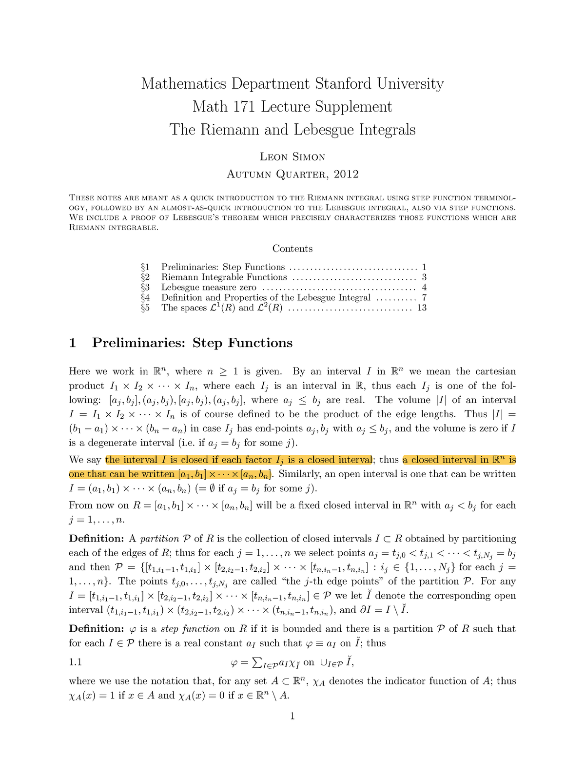 Simon integration - The Riemann and Lebesgue Integrals - Mathematics ...