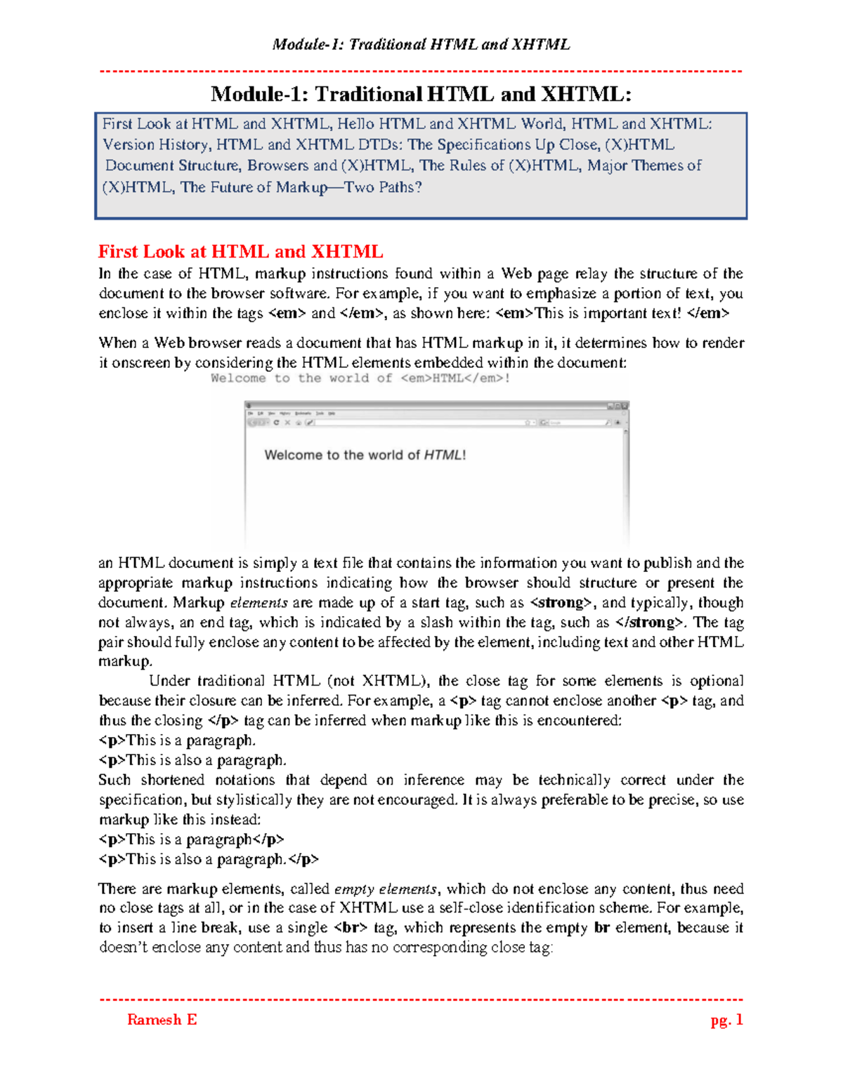 IWP notes M1 - Module-1: Traditional HTML and XHTML: First Look at HTML ...