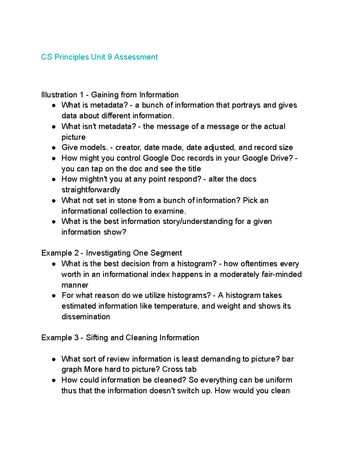 Principles Unit 9 Assessment - Google Docs - CS Principles Unit 9 ...