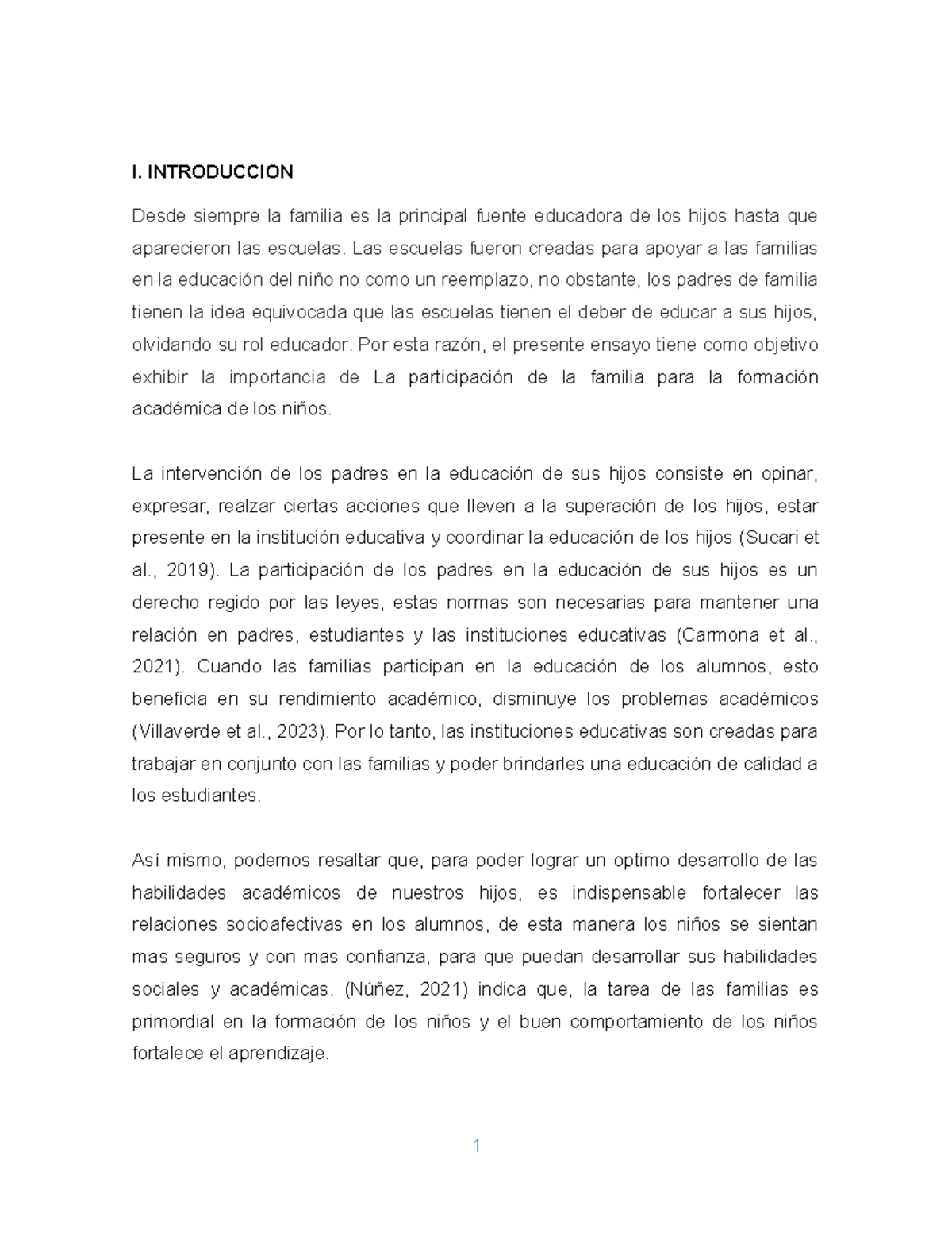 Participacion de los padres en la educacion de sus hijos - I ...