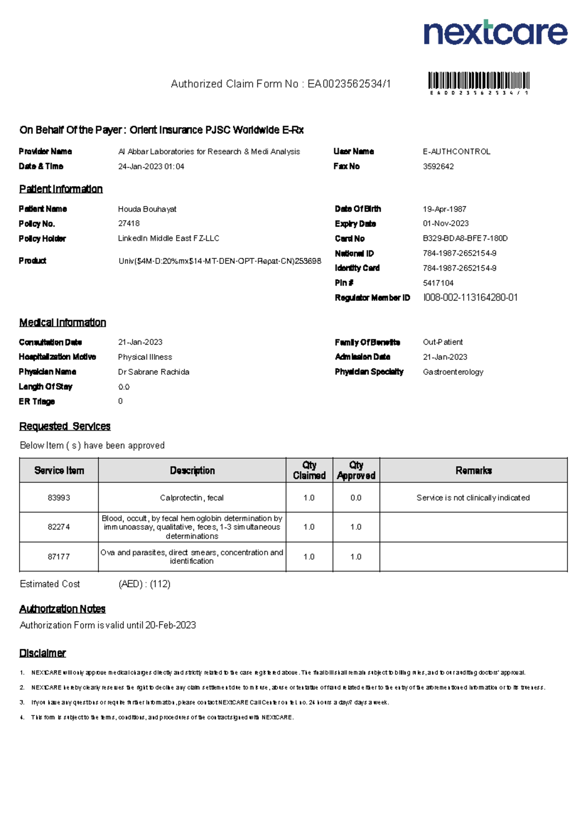 Medsol - Cost Accounting - Authorized Claim Form No : EA0023562534/1 ...