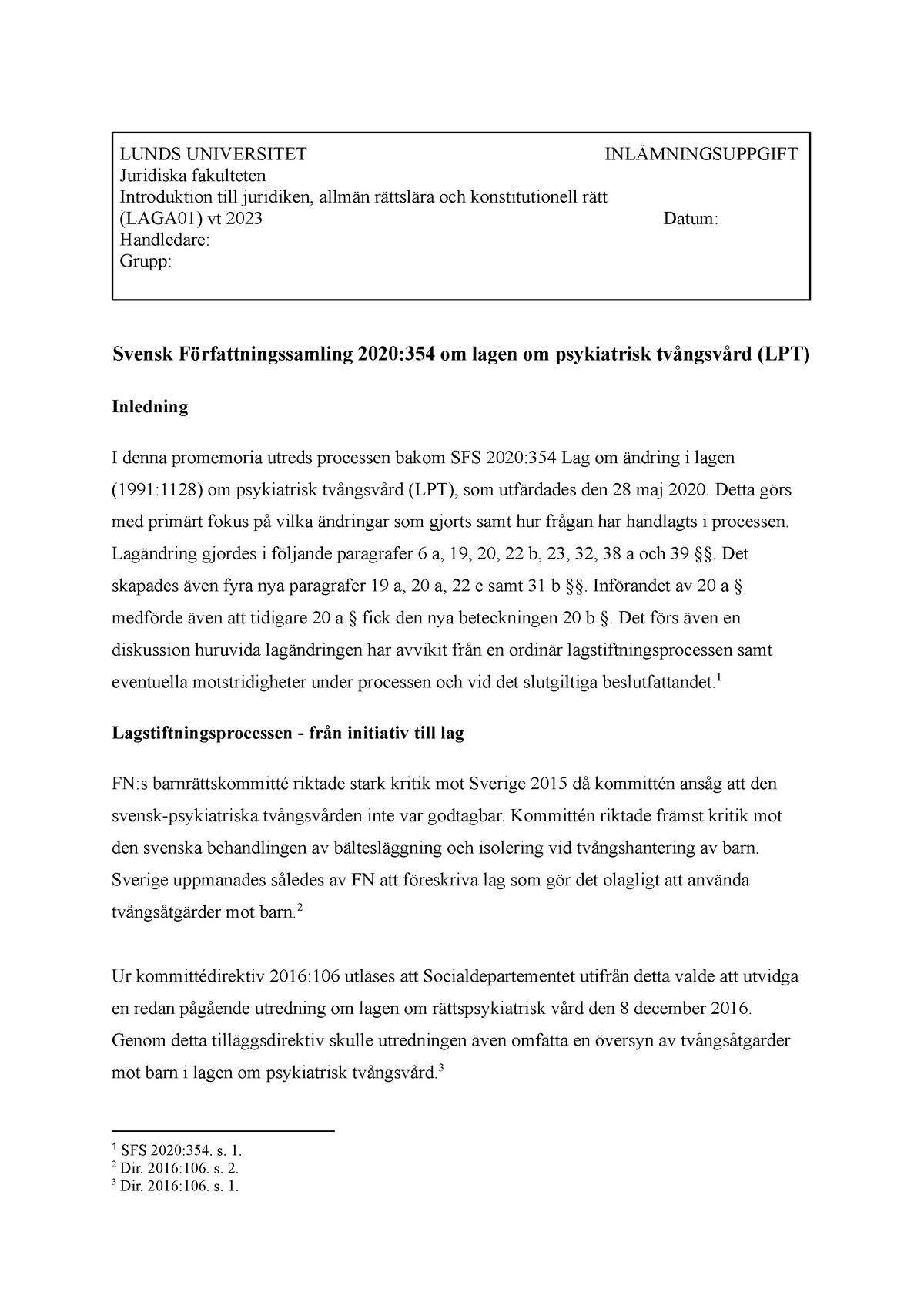 Kopia Av SFS 2020 354 - SFS GODKÄND - LUNDS UNIVERSITET ...