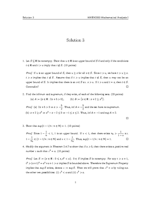 Asignment Solution S4 - Solution 4 MATH2003 Mathematical Analysis I ...