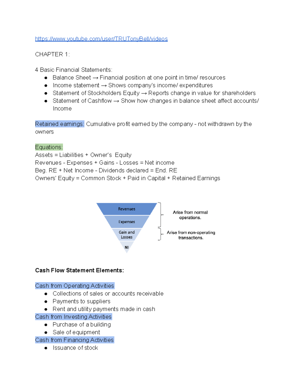 Final Exam Study Guide - youtube/user/TRUTonyBell/videos CHAPTER 1: 4 ...