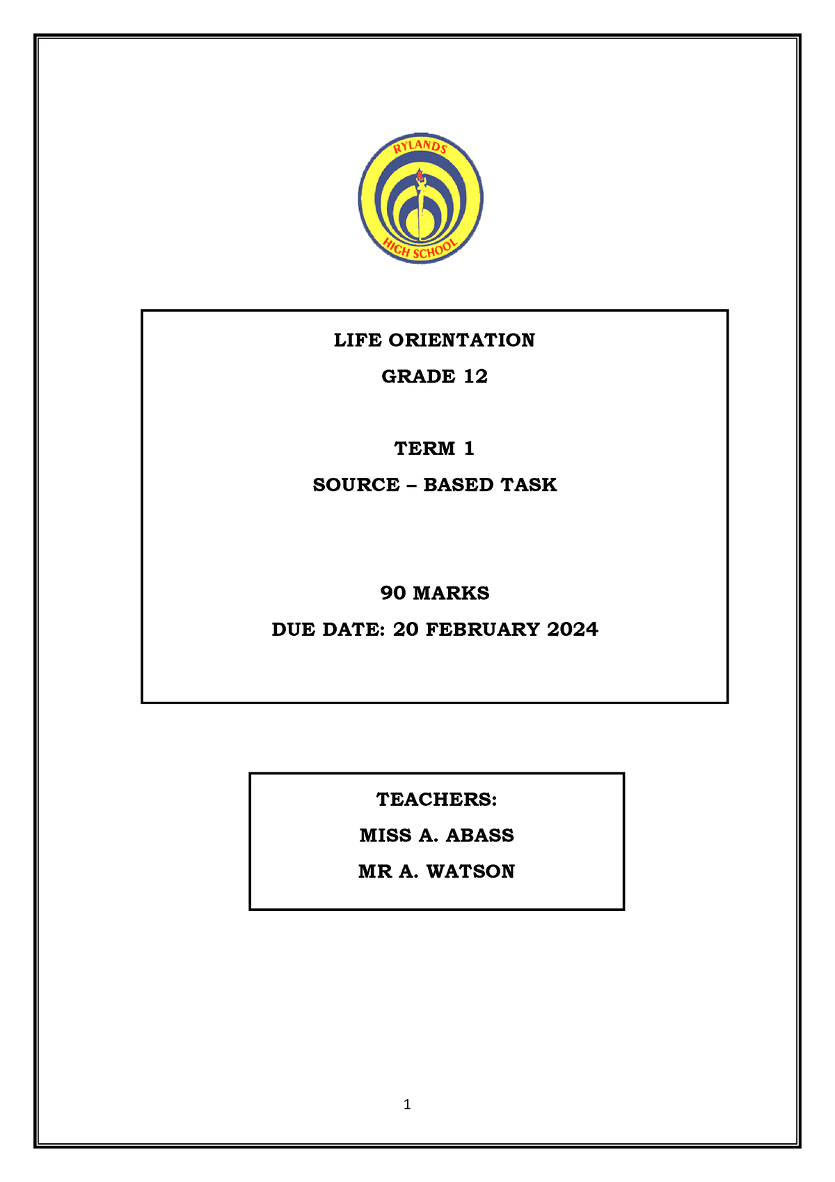 life orientation research project grade 12