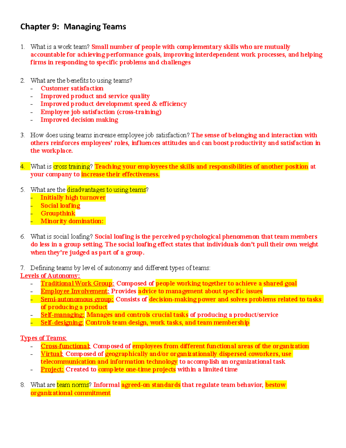 MGMT 3302 Chapter 9 Study Guide - Chapter 9: Managing Teams What is a ...