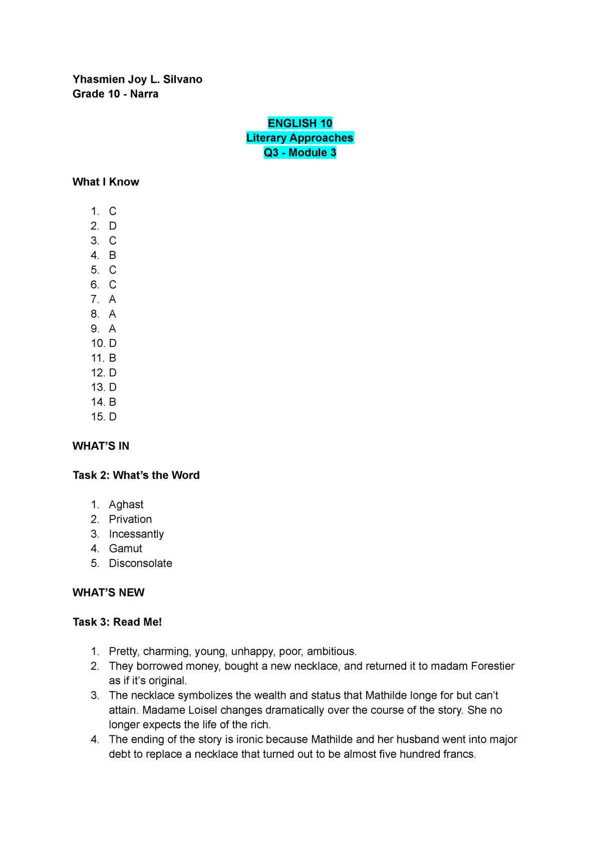 English 10 Q3 Module 3 - Lecture Notes 10 - Yhasmien Joy L. Silvano ...