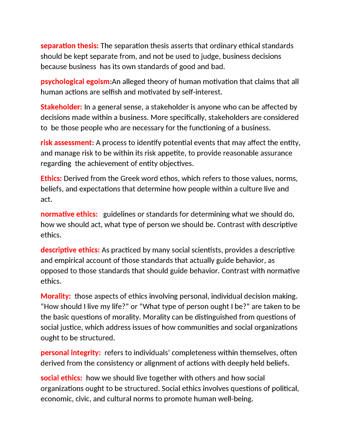 separation thesis definition