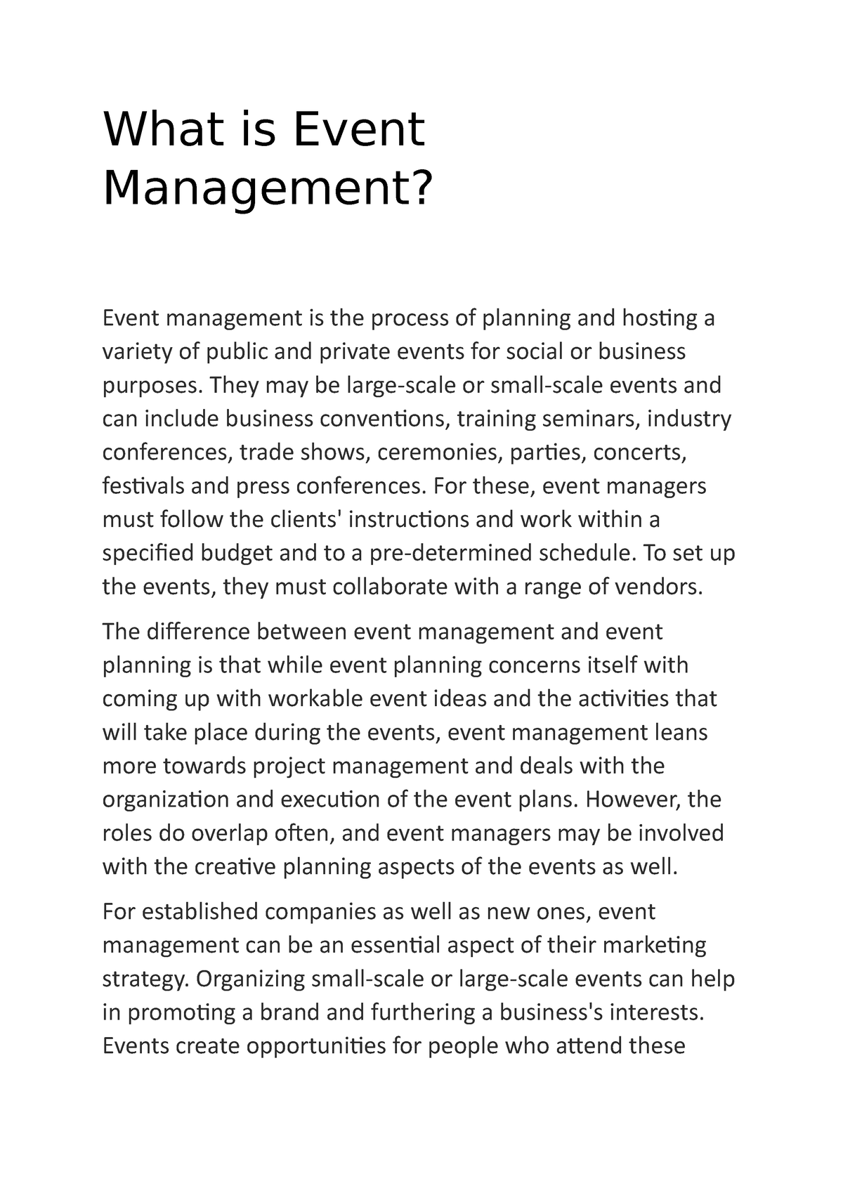 research topics for event management