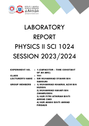 LAB Report Experiment 2 Chemistry 1 - DETERMINATION OF THE FORMULA UNIT ...