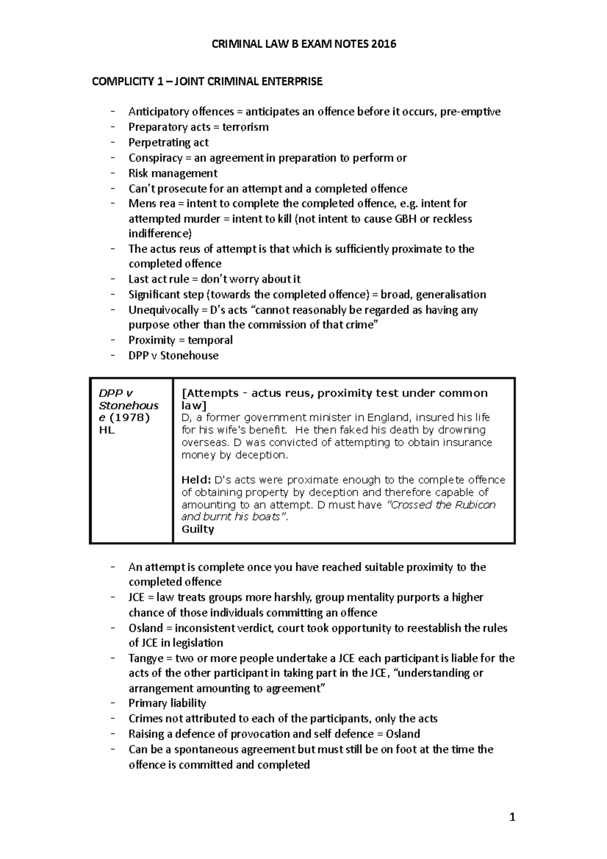 LLB 180 Exam Notes - Summary Criminal Law And Process B - COMPLICITY 1 ...