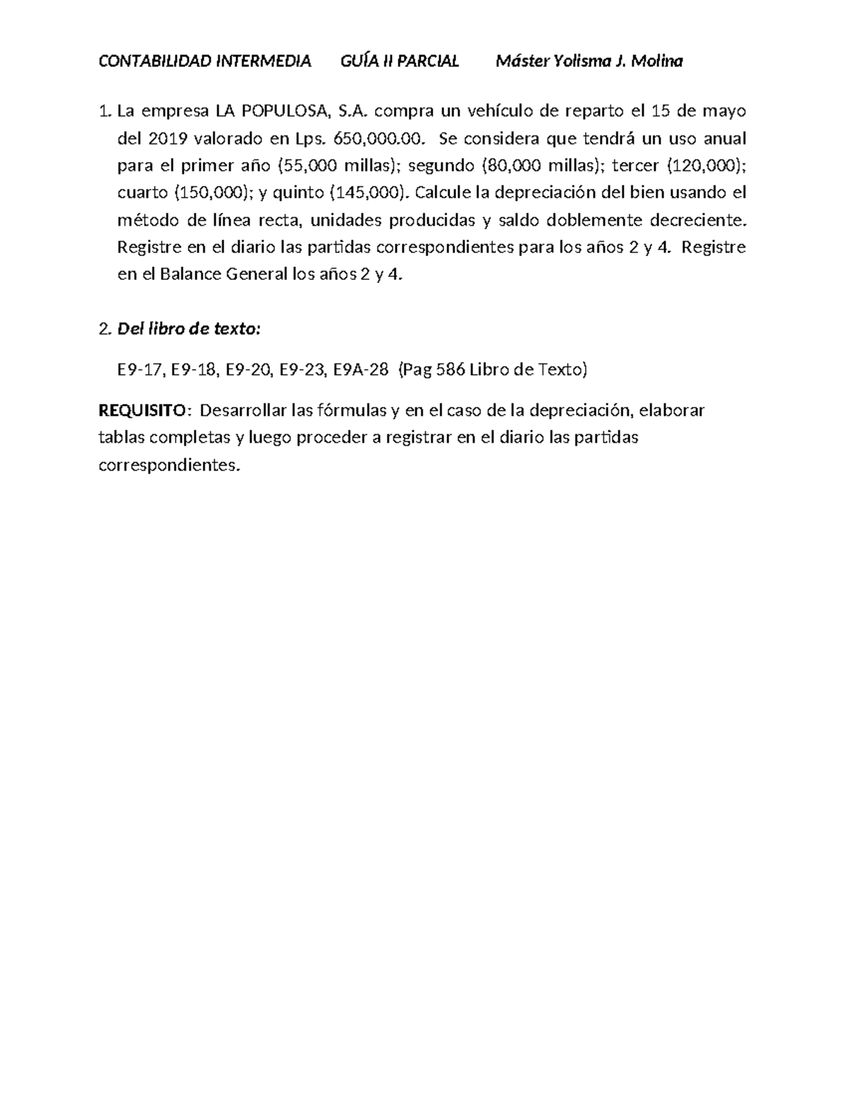 Guía II Parcial Contabilidad Intermedia - CONTABILIDAD INTERMEDIA GUÍA ...