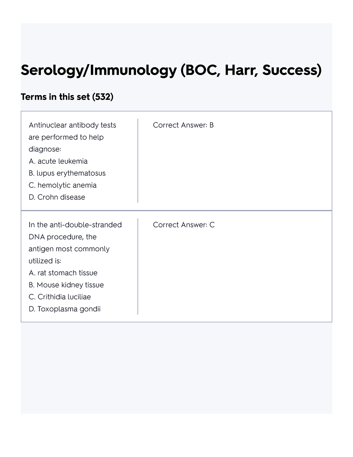 Serology-Immunology (BOC, Harr, Success) Flashcards Quizlet - Serology ...