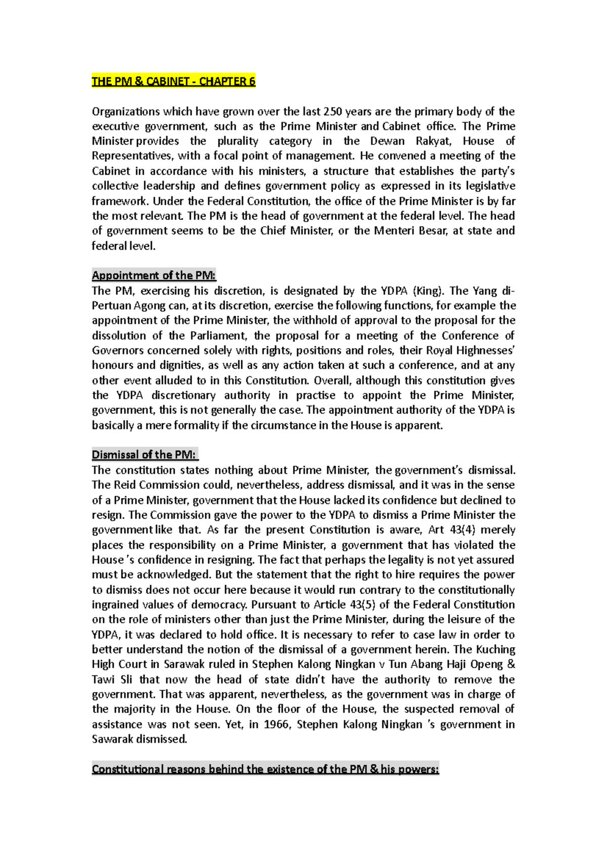 Constitutional law - CHAPTER 6 notes notes (handouts from lecture class ...