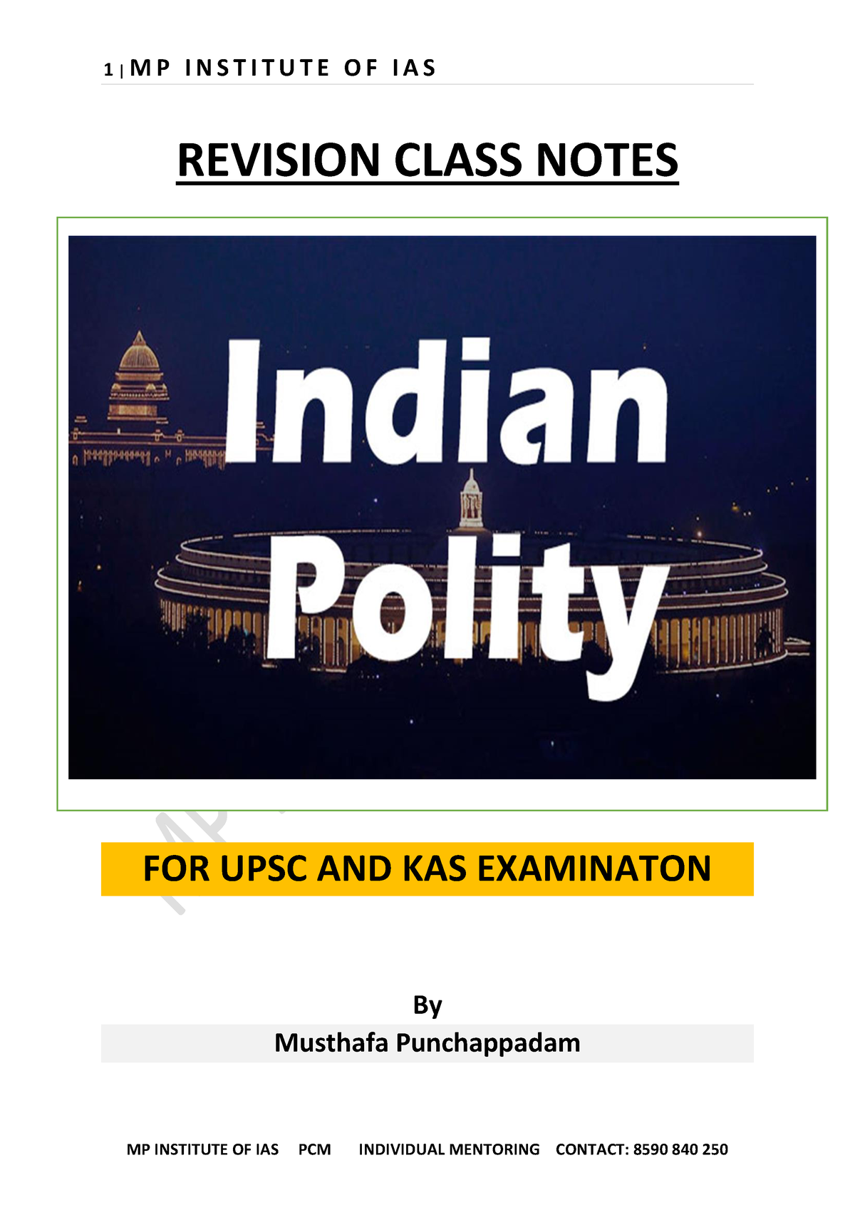 Polity Revision NOTE FULL - REVISION CLASS NOTES FOR UPSC AND KAS ...