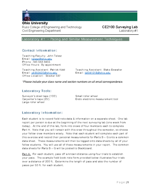 CE 2100 Surveying Lab #6 - Russ College Of Engineering And Technology ...