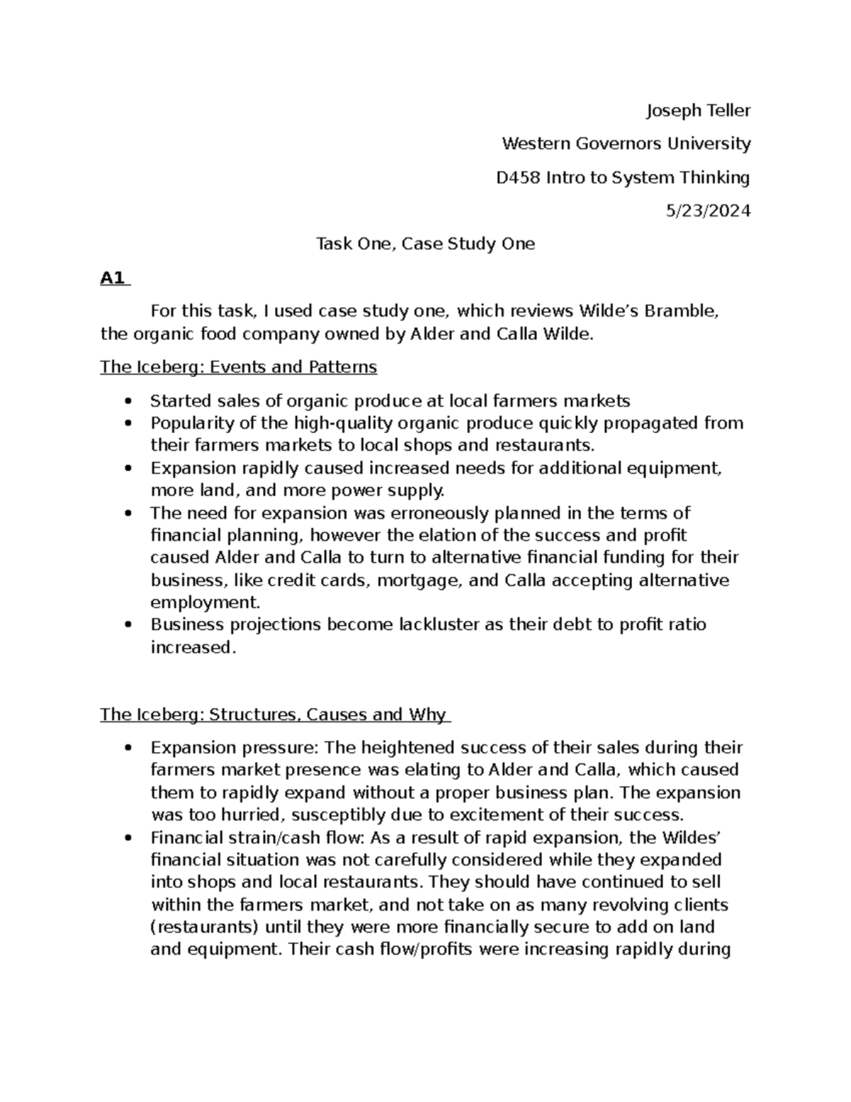 Task 1 Assignment - Task 1 - Joseph Teller Western Governors University ...