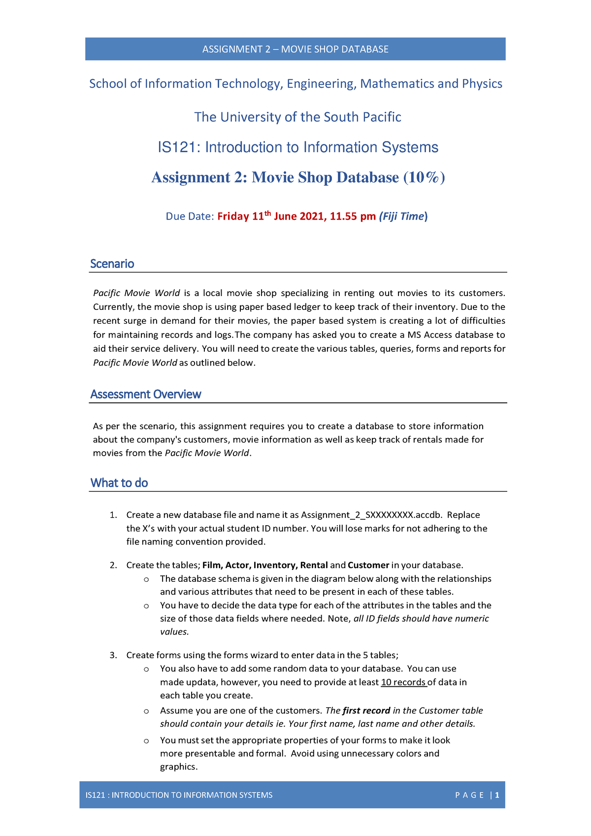 IS121 Assignment 2 - Sem 1 2021 - ASSIGNMENT 2 – MOVIE SHOP DATABASE ...